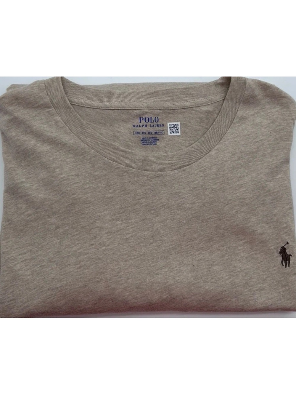 Polo by Ralph Lauren Heathered Tan Crewneck T-Shirt with Pony